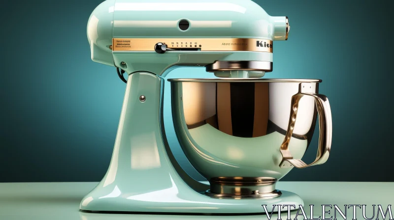 Green KitchenAid Mixer with Gold Accents AI Image