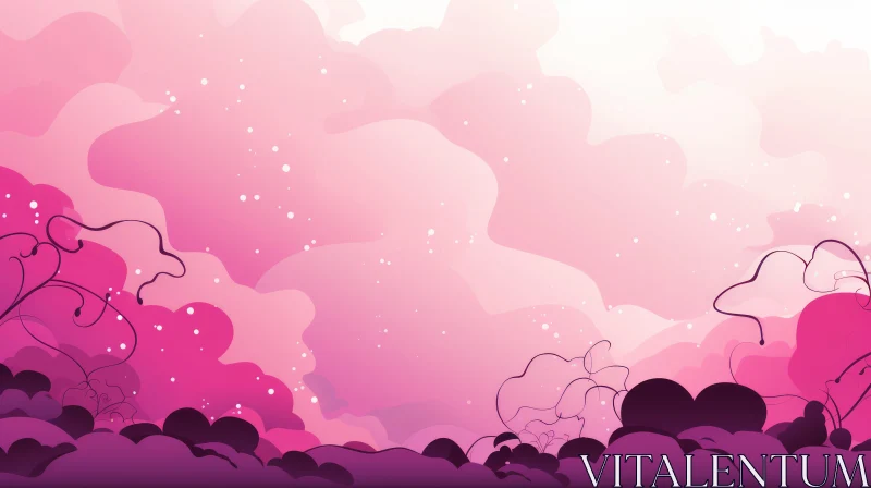 Pink and Purple Cartoon Background AI Image