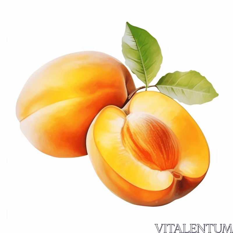 Plump Apricots on White Background - Vibrant Illustrations AI Image