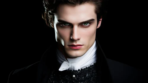 Intense Portrait of a Young Man with Dark Hair