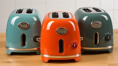 Vintage-Style Colorful Toasters with Chrome Finish