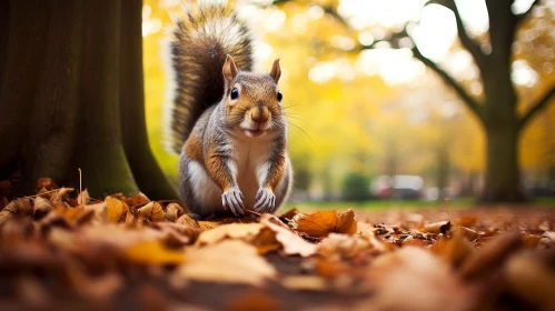 Curious Squirrel in Park - Wildlife Photography