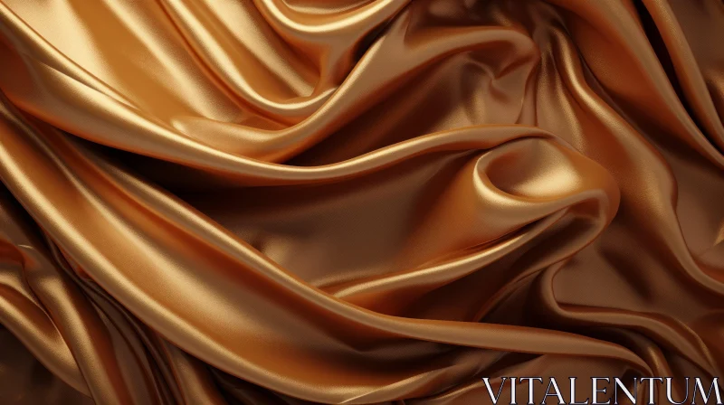 Golden Silk Fabric - Close-Up Metallic Textures AI Image