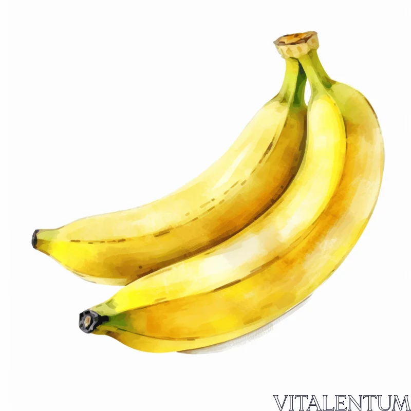Hand-Painted Watercolor Banana Silhouette | Realistic Still Life Art AI Image