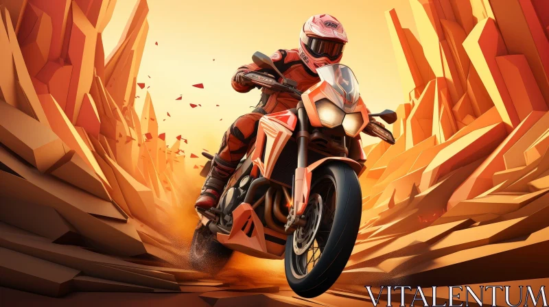 Thrilling Motorcycle Adventure in Canyon AI Image