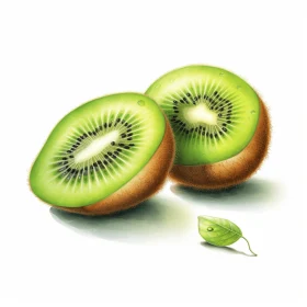 Vibrant Kiwi Fruit Painting - Realistic and Detailed Rendering