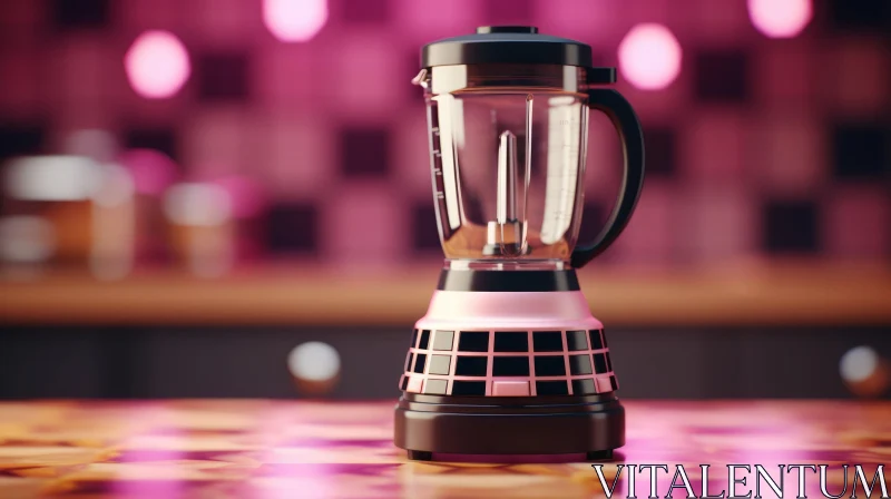 AI ART Black and Pink Blender on Kitchen Counter