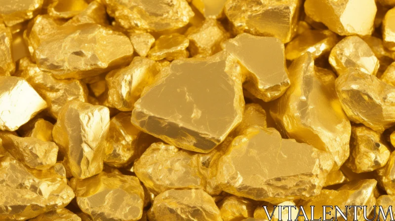 Gleaming Gold Nuggets on Dark Background AI Image