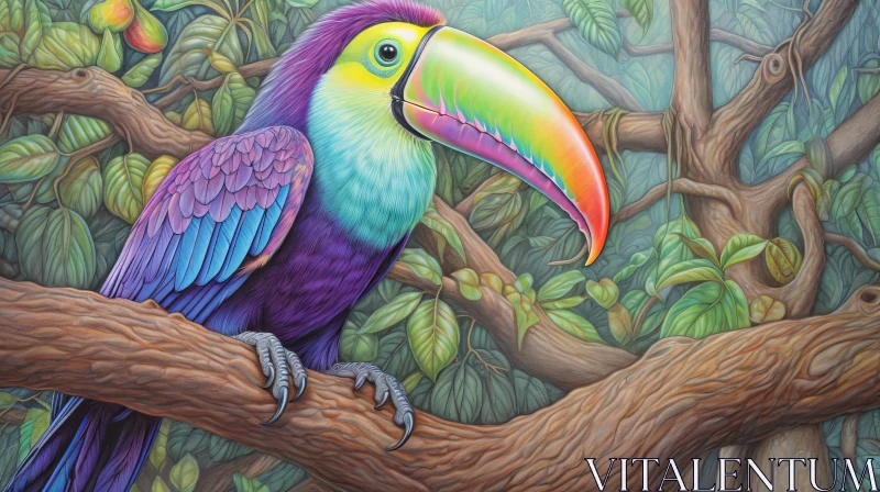 AI ART Toucan Jungle Painting - Exotic Wildlife Artwork