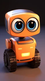 Adorable Orange Robot with Blue Eyes | 3D Rendering