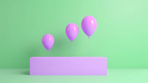 Pink Balloons on Green Background
