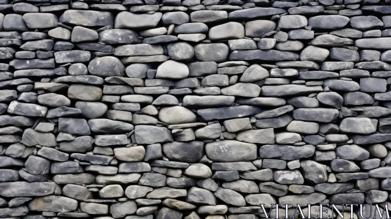 Rustic Dry Stone Wall Texture - Dark Gray Stacked Stones AI Image