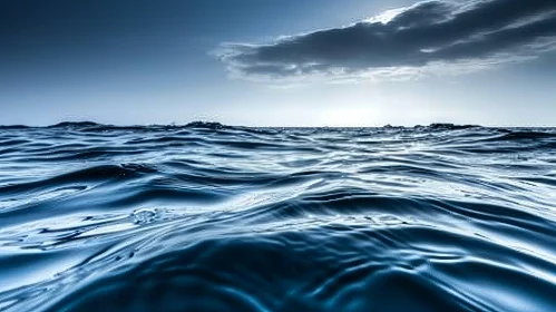 Serene Ocean Surface with Rippling Blue Water