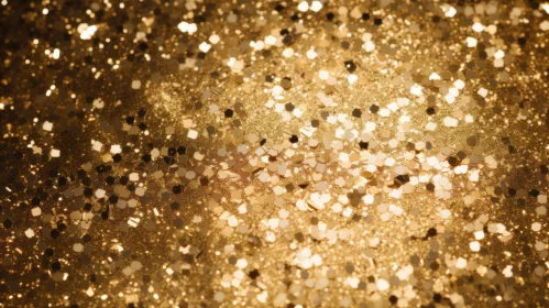 Shimmering Gold Glitter Close-Up on Dark Background