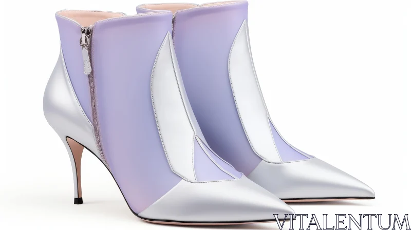 Stylish Silver and Purple High-Heeled Boots AI Image