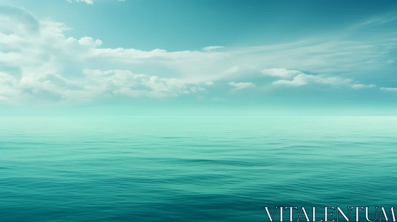 AI ART Tranquil Seascape: Deep Blue Ocean and Calm Waters