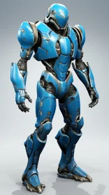 Blue Robot in Combat Stance