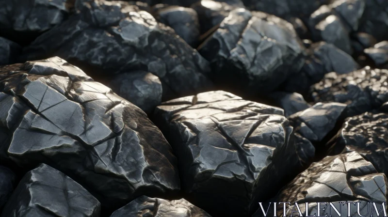 AI ART Dark Gray Rocks Close-Up