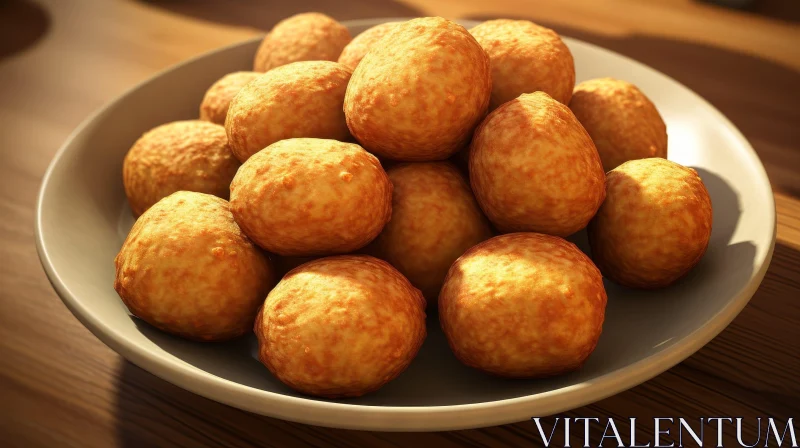 Delicious Fried Cheese Balls on White Plate AI Image