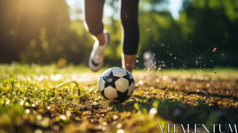 Dynamic Woman Playing Football | Action Shot AI Image