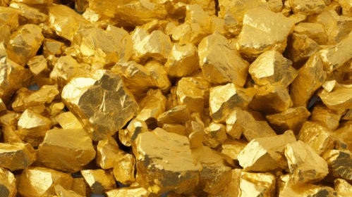 Shiny Gold Nuggets on Dark Background