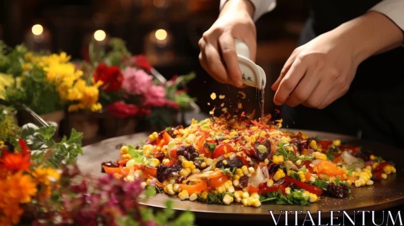 Colorful Salad Finishing by Chef | Culinary Artistry AI Image