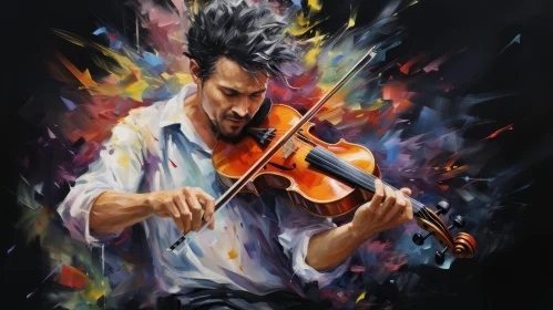 Man Playing Violin - Artistic Painting