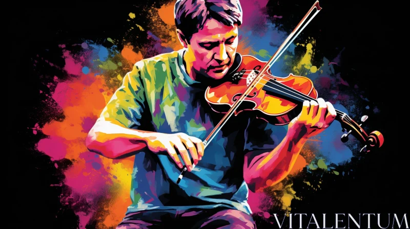 Man Playing Violin - Realistic Painting AI Image