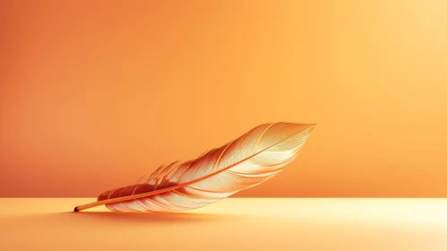 Orange Feather on Background - 3D Rendering
