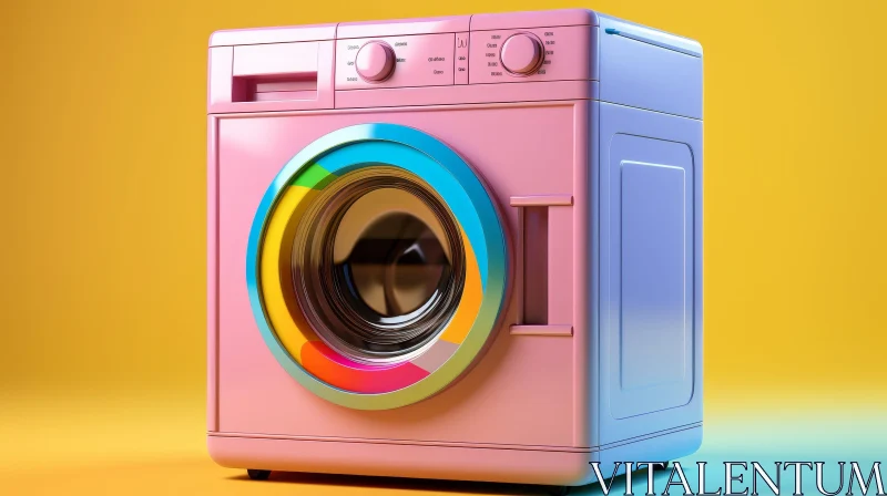 AI ART Pink Washing Machine with Rainbow Porthole