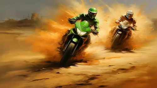 Thrilling Dirt Bike Racing in Sandy Desert