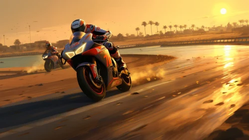 Thrilling Motorcycle Race on Sandy Track