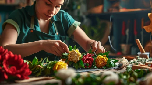 Woman Creating Floral Wreath | Creative Process Beauty