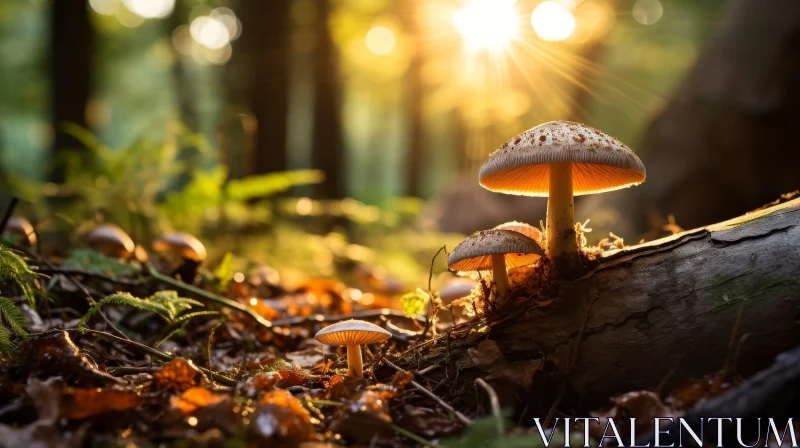 Enchanting Mushroom Forest Scene AI Image