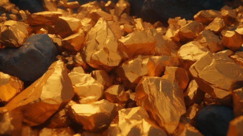 Glittering Gold Nuggets Close-Up