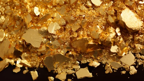 Glittering Gold Nuggets on Black Background