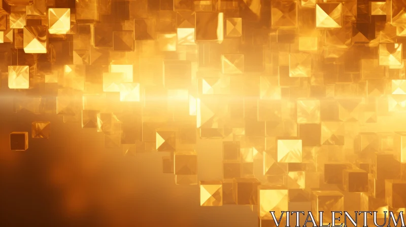 AI ART Golden Cubes Floating in Space - Luxury Background