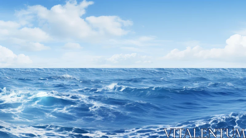 AI ART Powerful Ocean Waves in Deep Blue Water