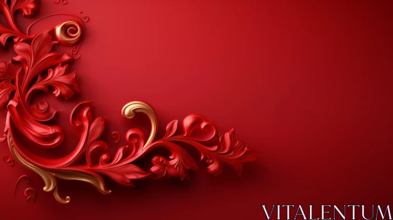 Red Floral Ornament on Background AI Image