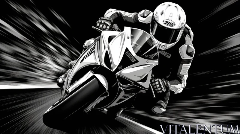 Speedy Motorcyclist Illustration AI Image