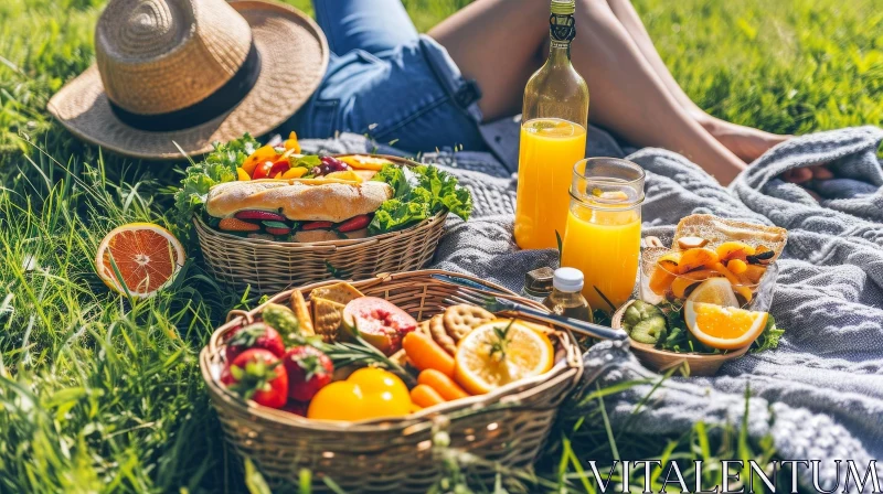 Sunny Day Picnic in the Park - Outdoor Relaxation Scene AI Image