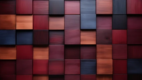 Wooden Cubes Wall Texture in Red, Brown, and Blue