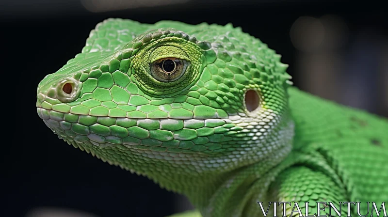 Green Lizard Close-up - Nature Photography AI Image