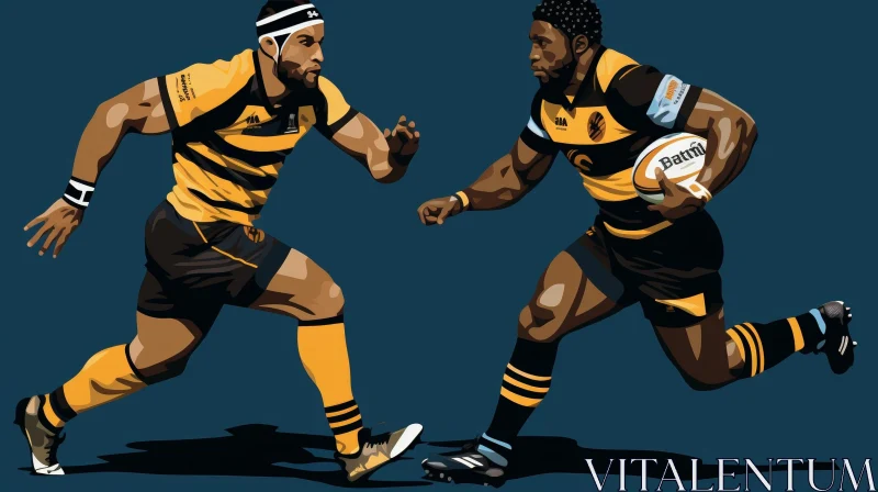 Intense Rugby Player Battle - Vector Illustration AI Image