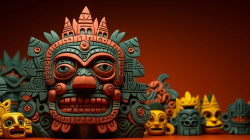 Mayan Mask 3D Rendering - Stone Texture Details