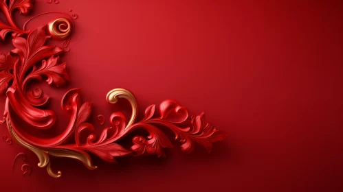 Red Floral Ornament on Background
