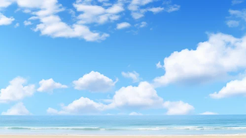 Tranquil Beach Scene with Blue Ocean and Clear Skies