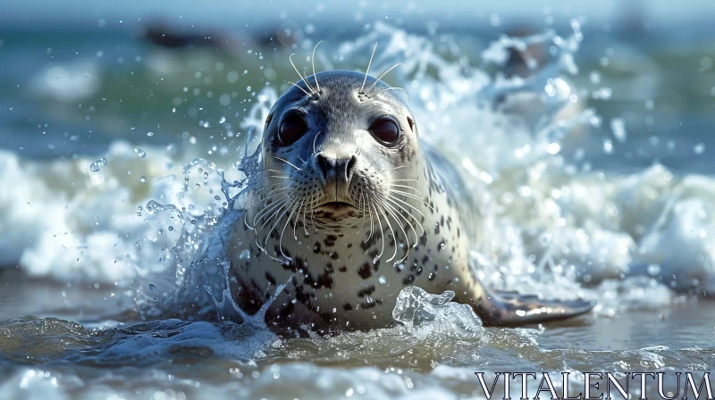 AI ART Close-Up Seal Swimming in Ocean - Wildlife Photography