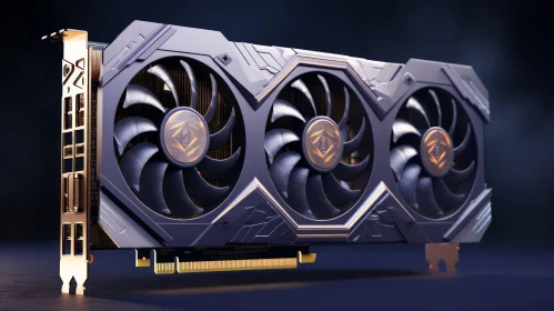 Modern Graphics Card with Black and Gold Fans