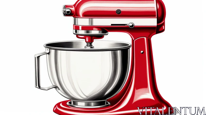 Red Stand Mixer Digital Illustration AI Image